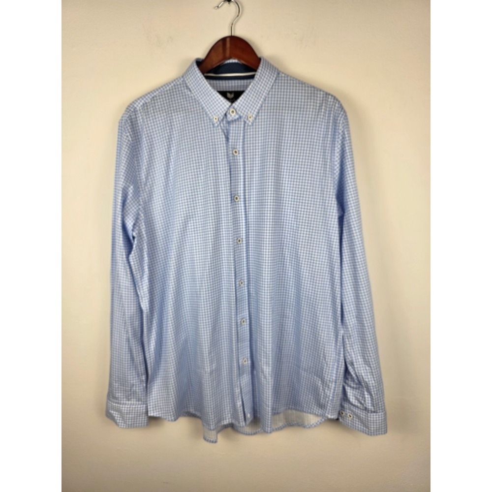 Buttercloth Men's XL Blue Gingham‎ Check Button Down Long Sleeve Shirt